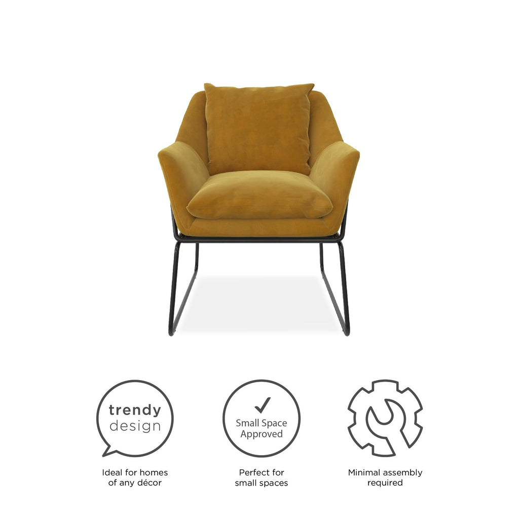Mustard Yellow Velvet Accent Chair O266070