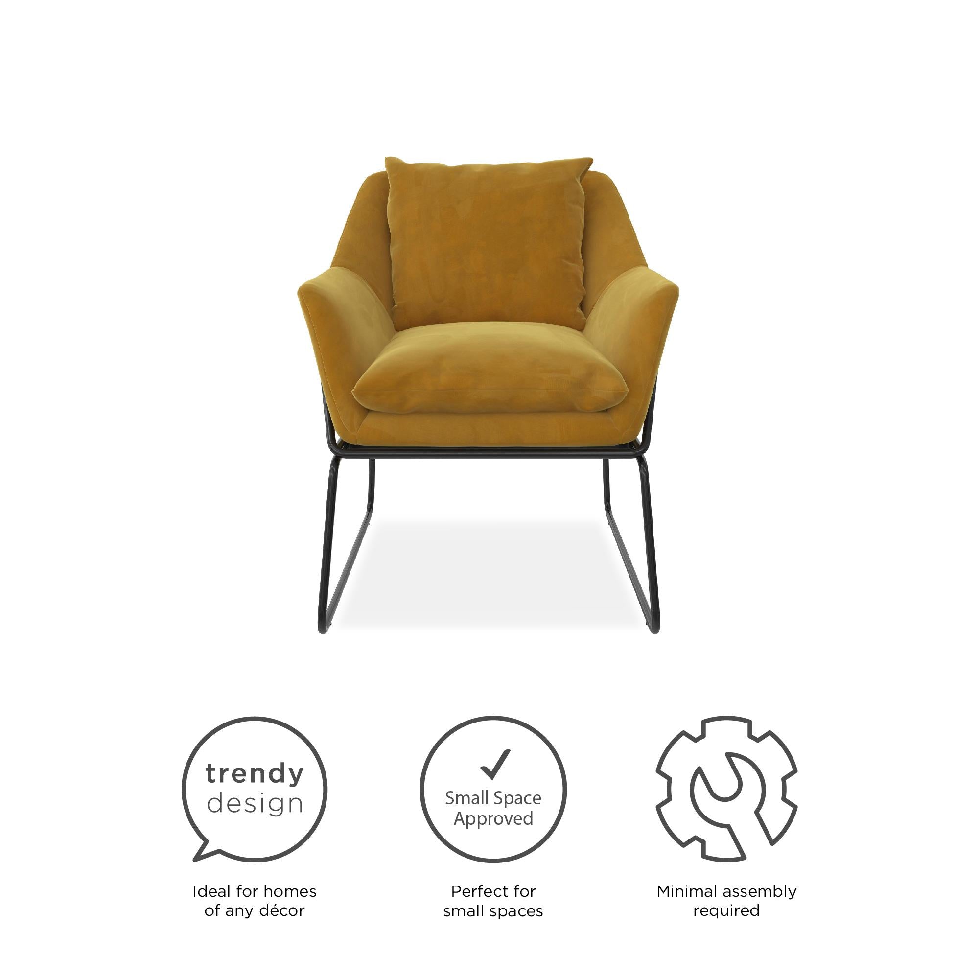 Mustard Yellow Velvet Accent Chair O266070