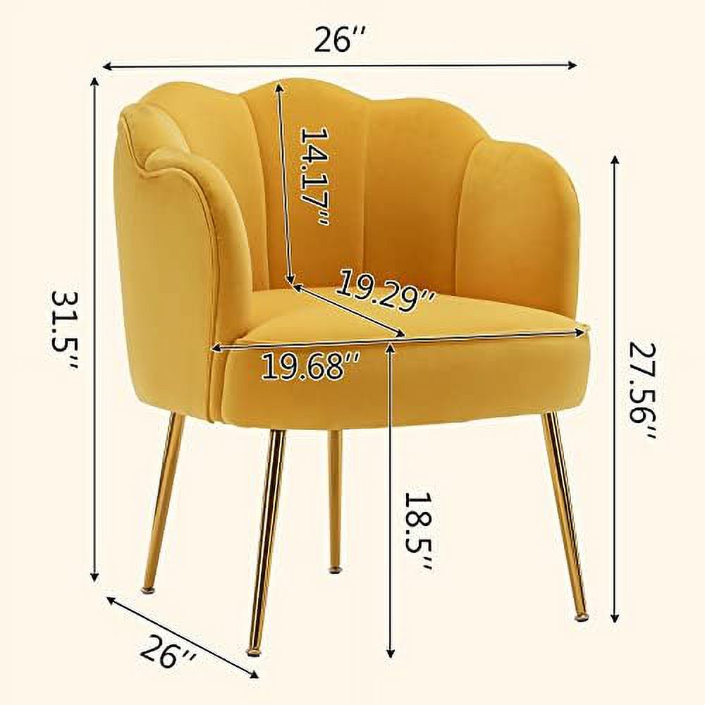 Velvet Accent Barrel Chairs with Golden Metal Legs R940837