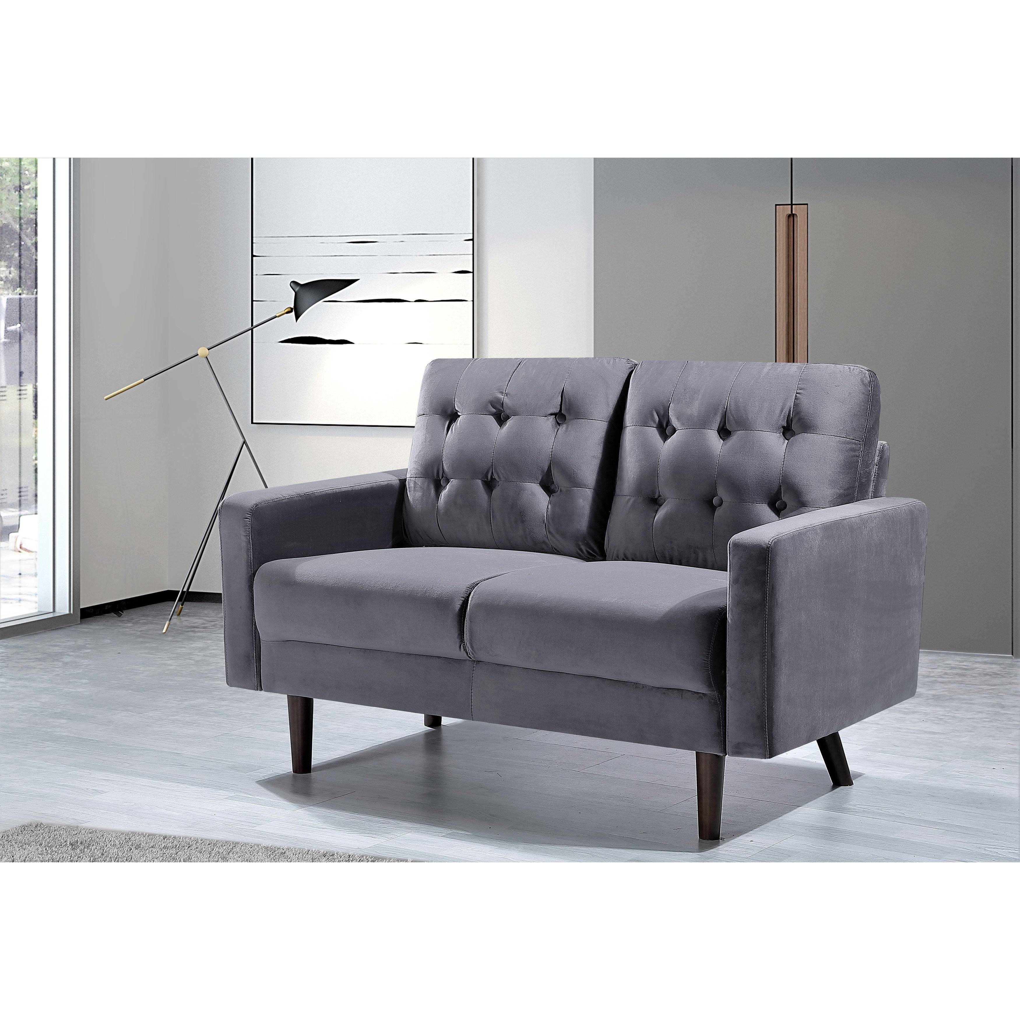 Pink Velvet Tufted Loveseat D604670