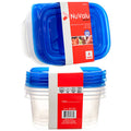 Plastic Container Rectangular 24oz 4pcs with Blue Lid Pack of 24 D5593