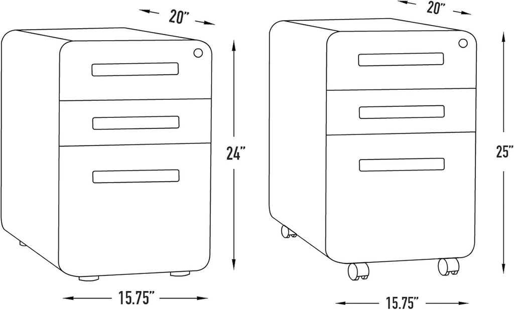 3-Drawer Mobile File Cabinet Blue Faceplate B5867