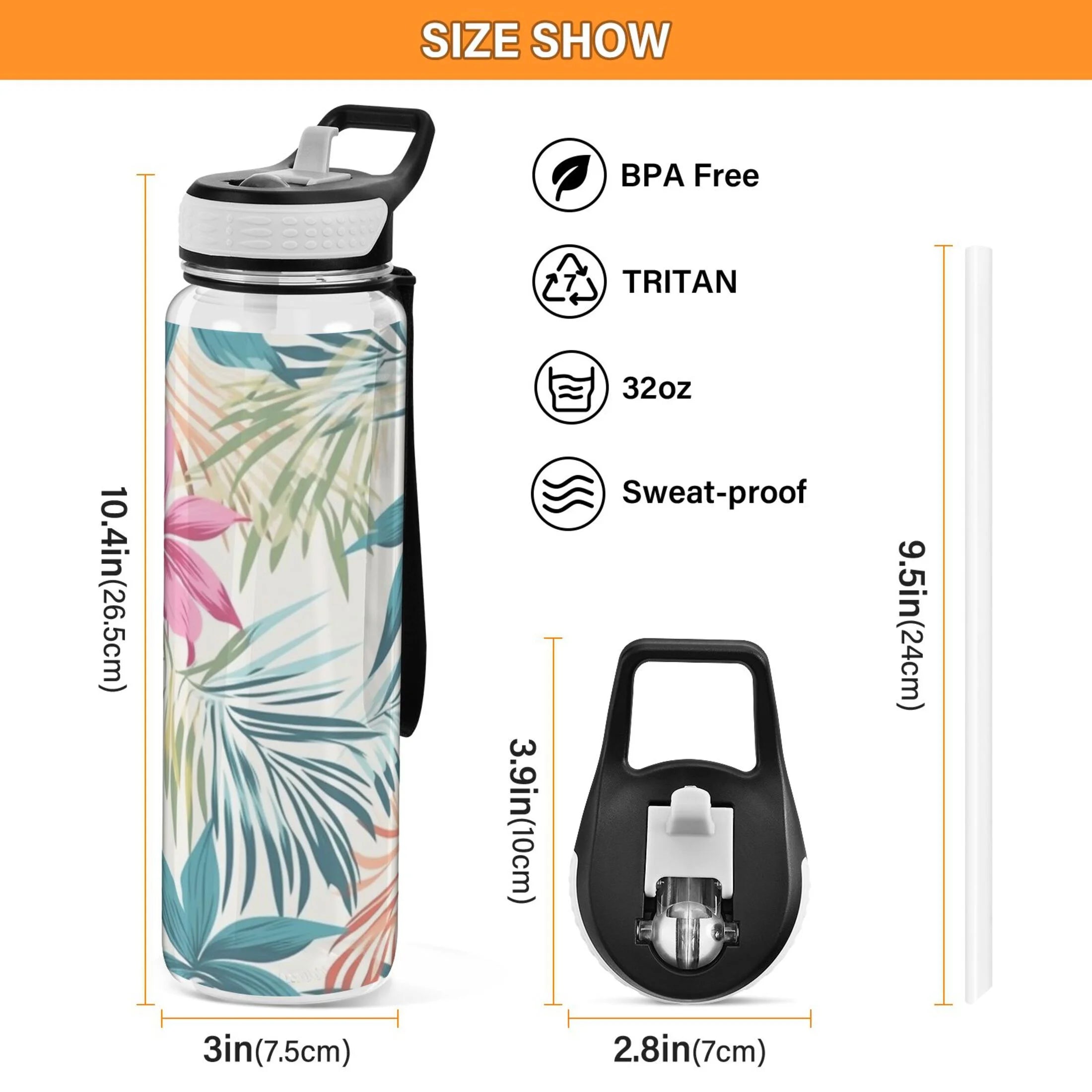 32oz Tritan Leakproof Clear Water Bottle with Straw R5115