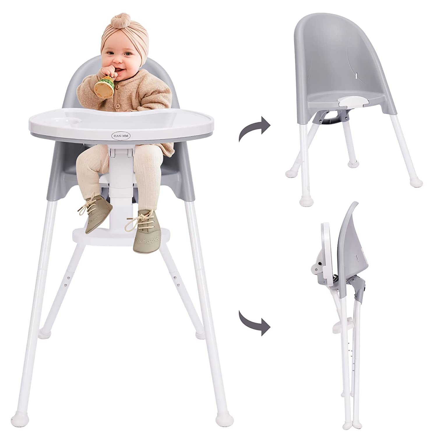 High Chair Folding with Detachable Double Tray U4349