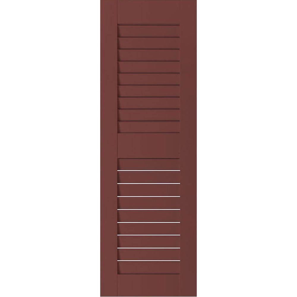 12 in. x 43 in. Exterior Real Wood Louvered Shutters Pair F57071