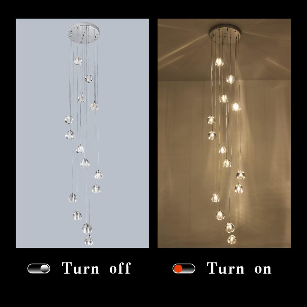Crystal Chandelier 14 Lights High Ceiling Raindrop Pendant Light W15.7 x H157 L1694