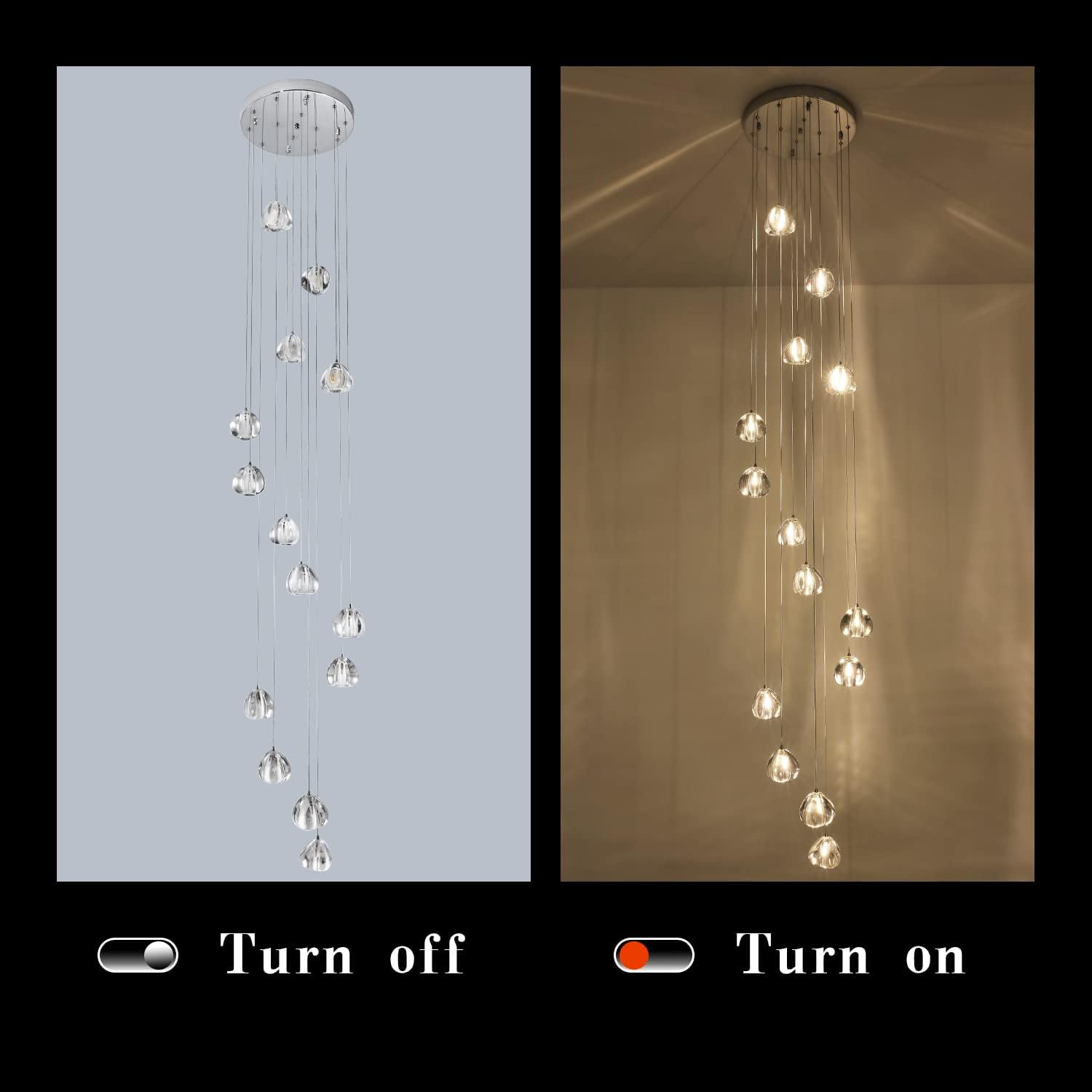 Crystal Chandelier 14 Lights High Ceiling Raindrop Pendant Light W15.7 x H157 L1694