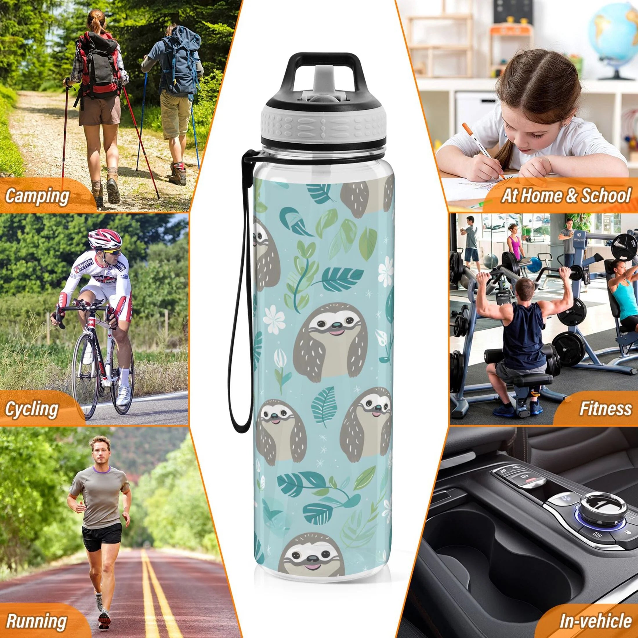 32oz Tritan Leakproof Clear Sports Water Bottle with Straw I4451
