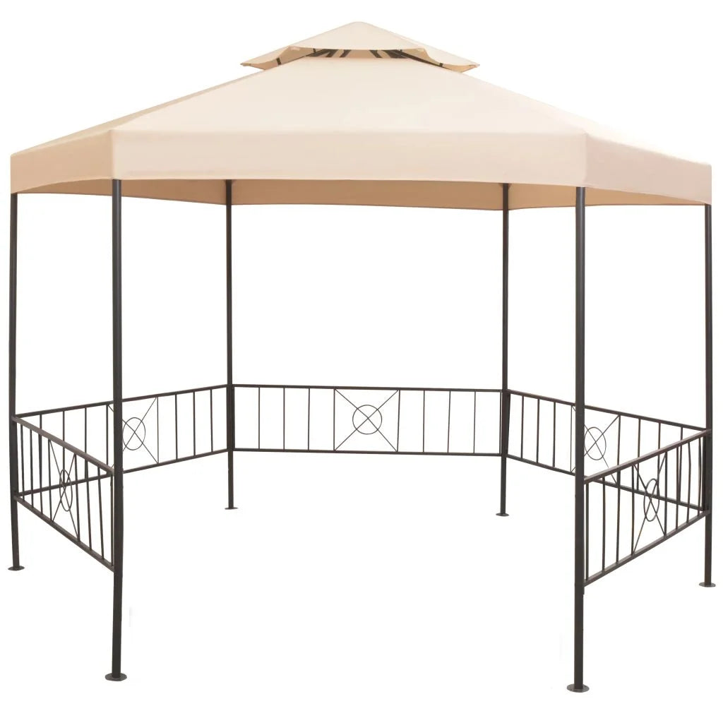 Beige Steel Frame Garden Canopy Tent Sun Shelter P2596