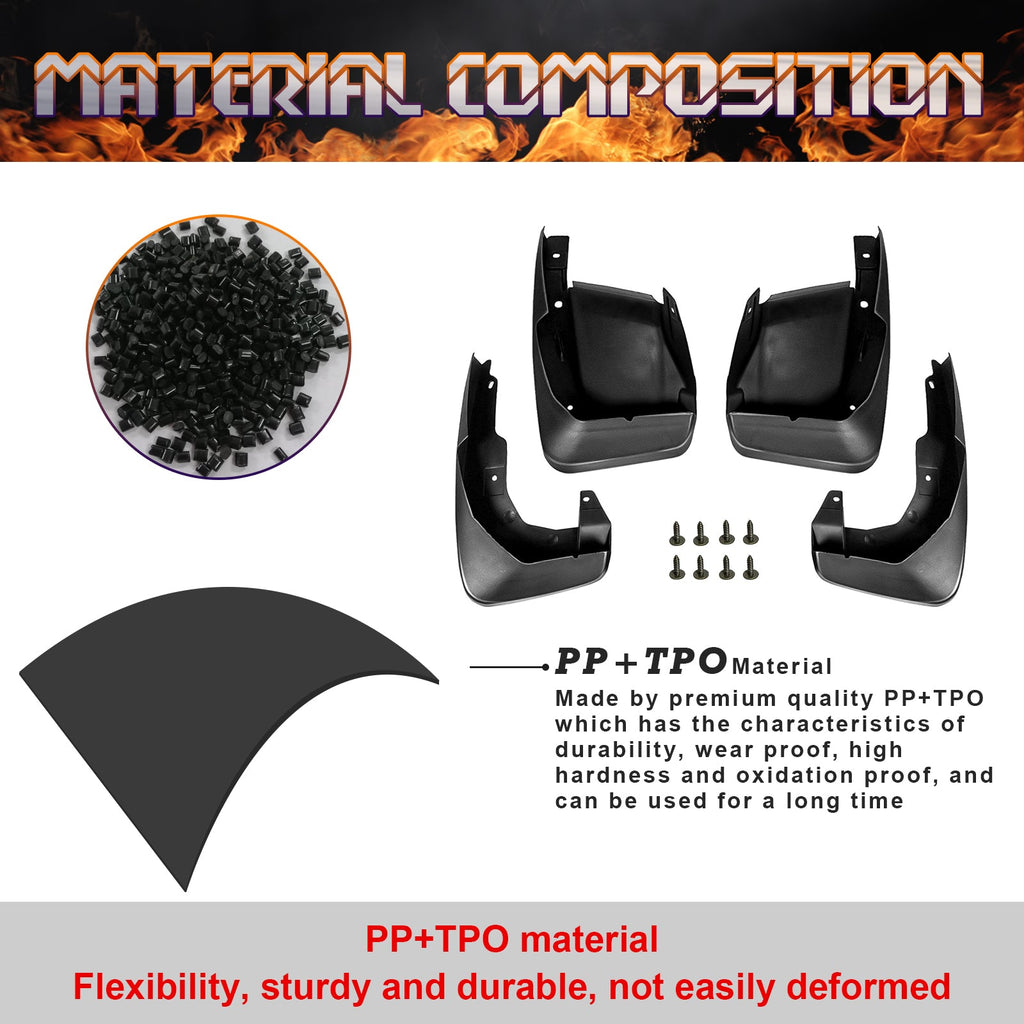4PCS Front & Rear Mud Flap Splash Guards Fender Flare Mudguard Dirt Slush Trap Protector w/Hardware Accessories Full Set Q412517