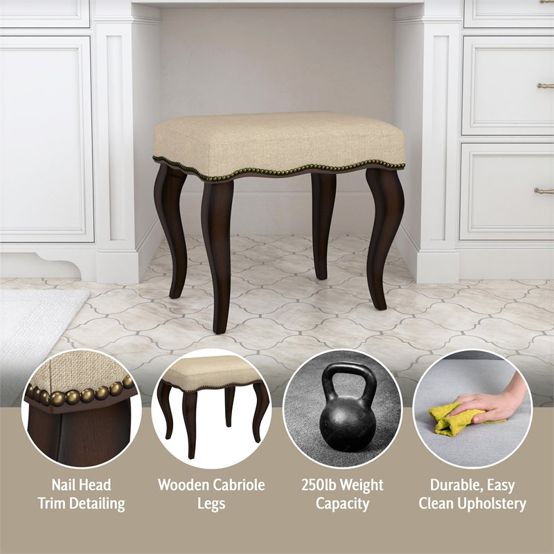 Burnished Oak Wood Backless Vanity Stool Z969