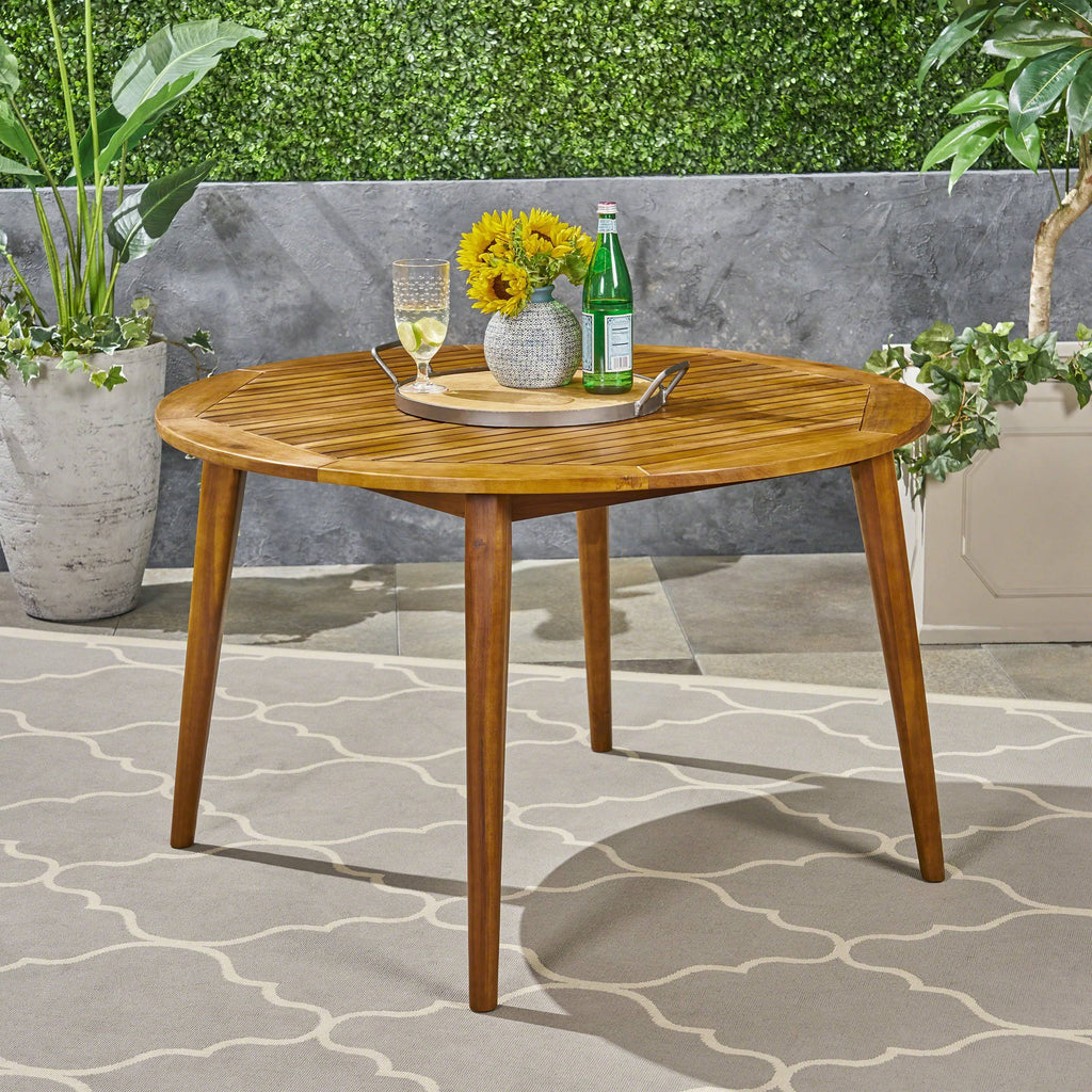 Gray Acacia Wood Round Dining Table X607