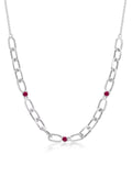 0.18 Ct Round Red Created Ruby 925 Sterling Silver Link Paperclip Chain Necklace J9299
