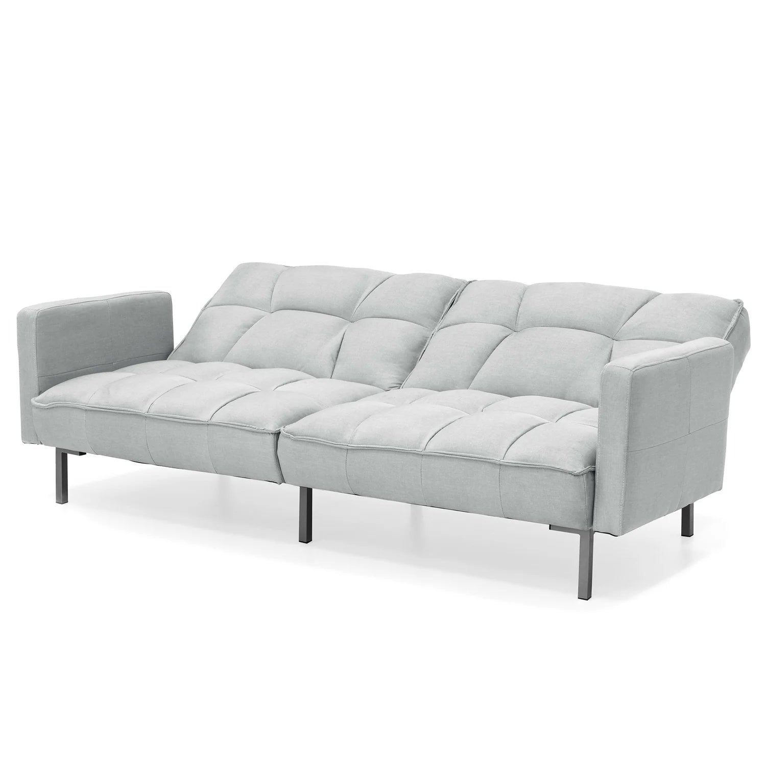 Gray Linen Convertible Futon with 2 Pillows Z403817