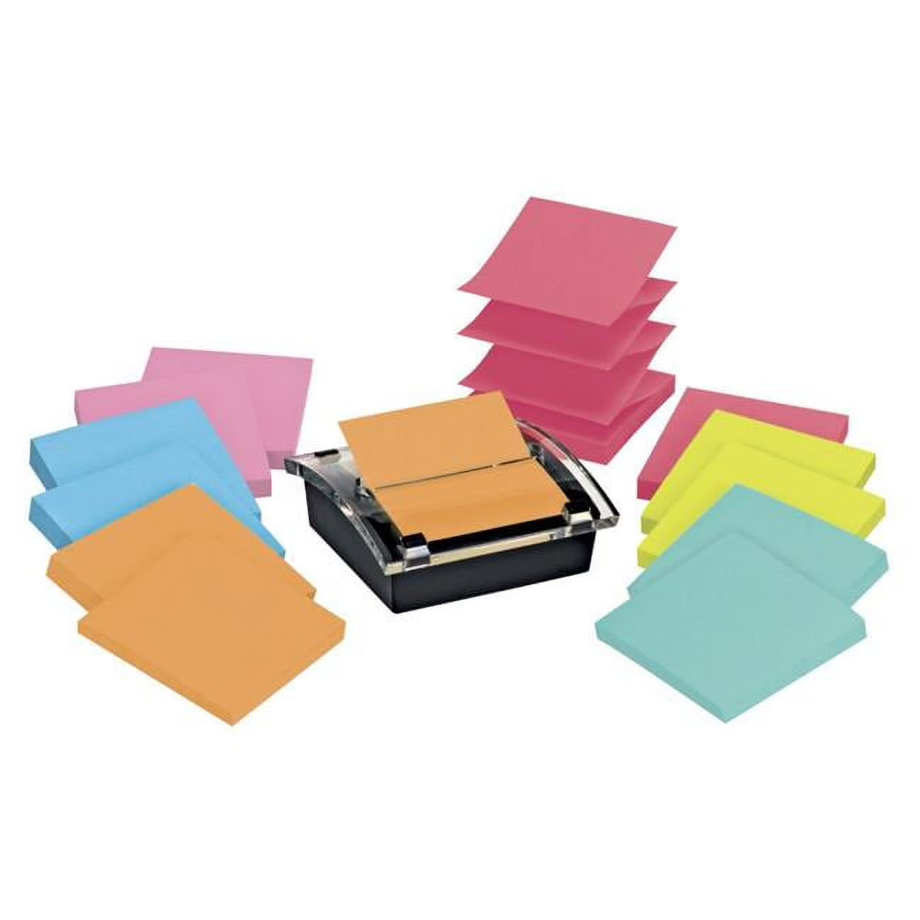 Super Sticky Note Dispenser Value Pack With Notes, Assorted Colors - Pack Of 12 Y305