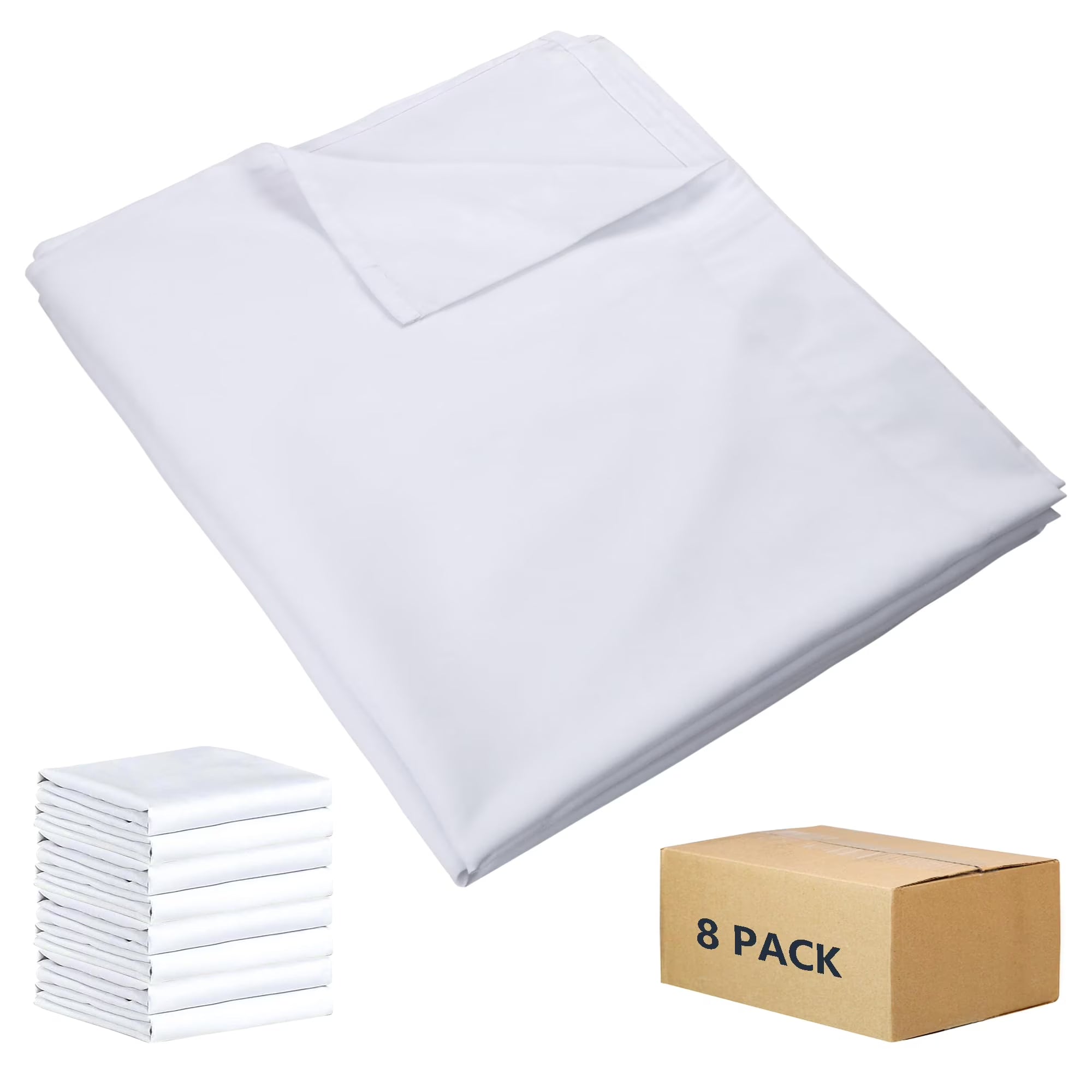 8 Pack Twin White Flat Sheets with Color Hems S27668