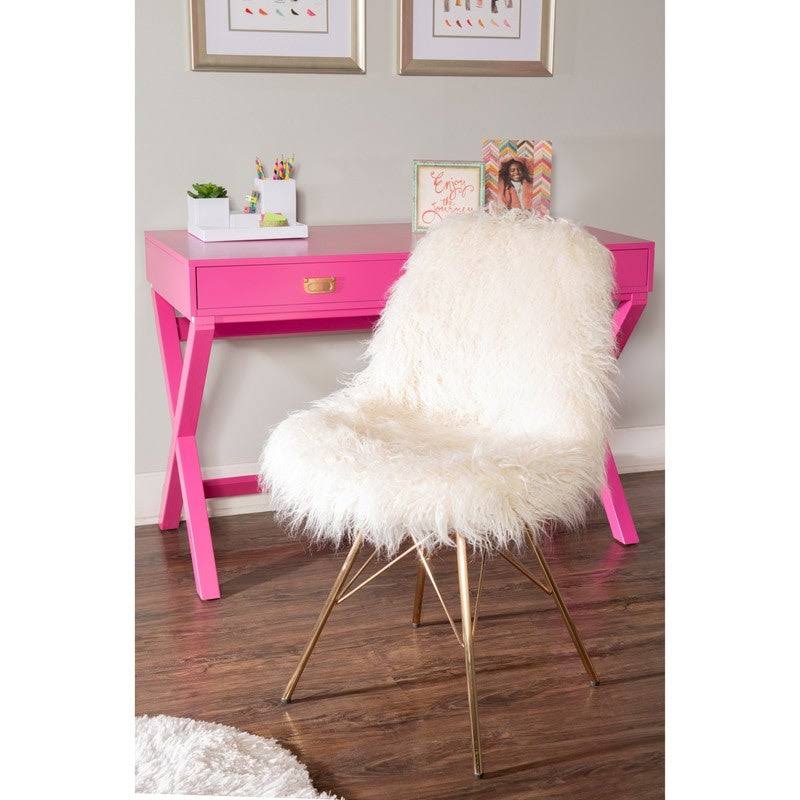 Faux Fur Chair with Gold Metal Base G207960