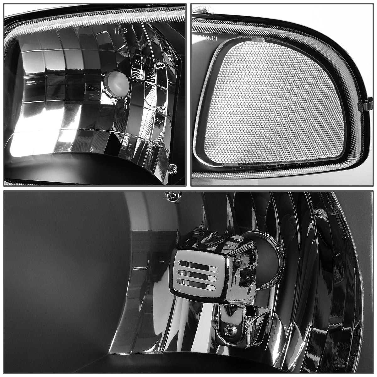 Black Housing Headlight and Clear Corner Bumper Light N845