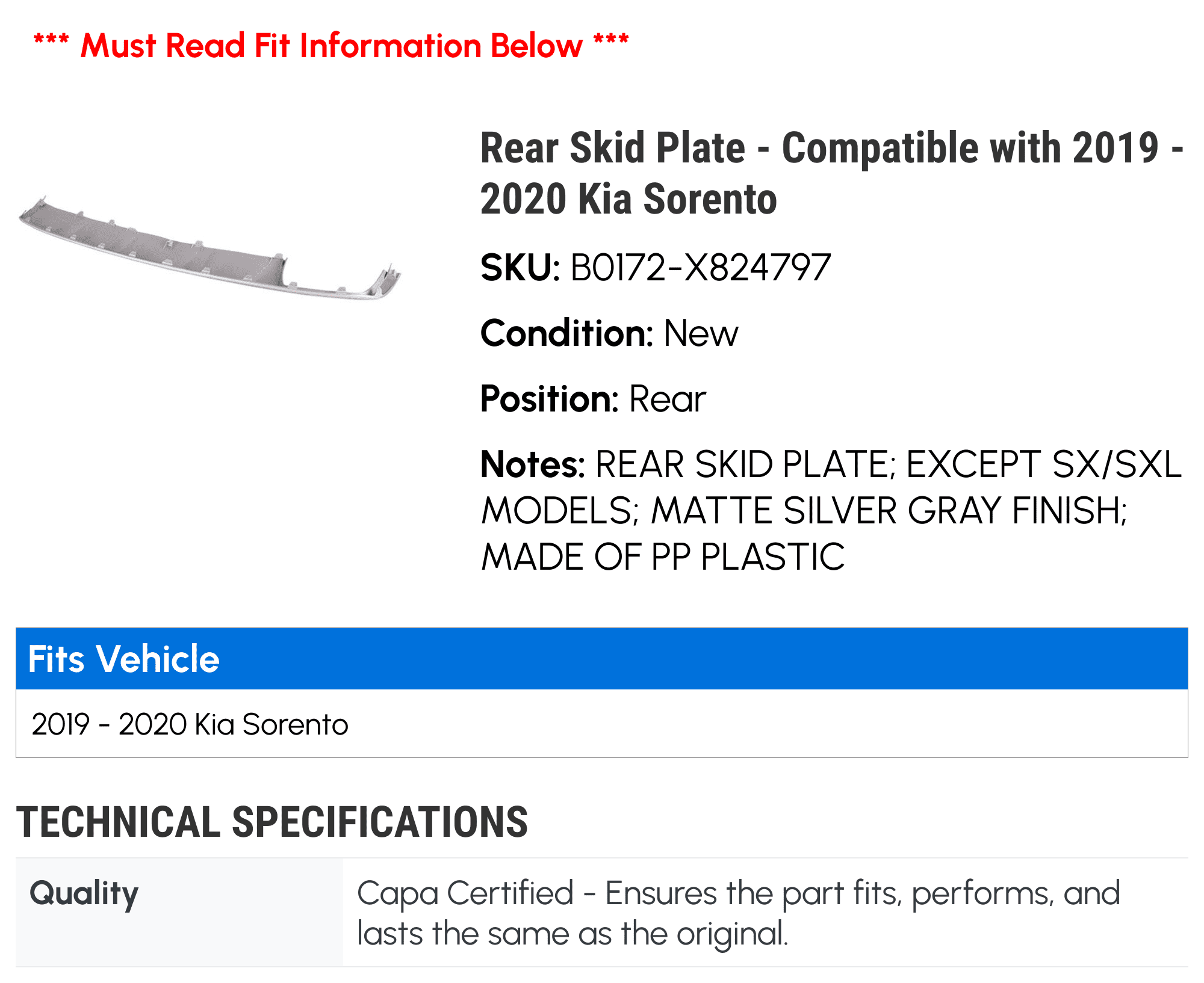Rear Skid Plate X4967