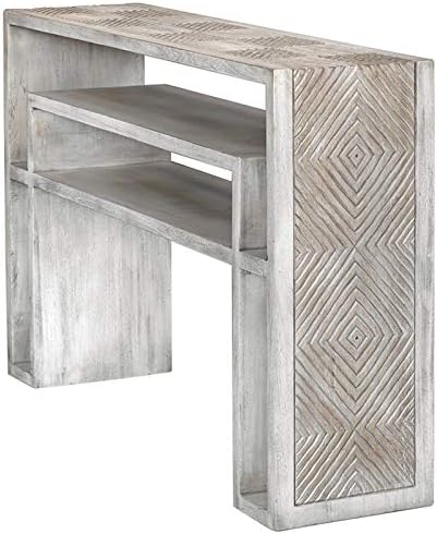 Bone White Carved Console Table G45219