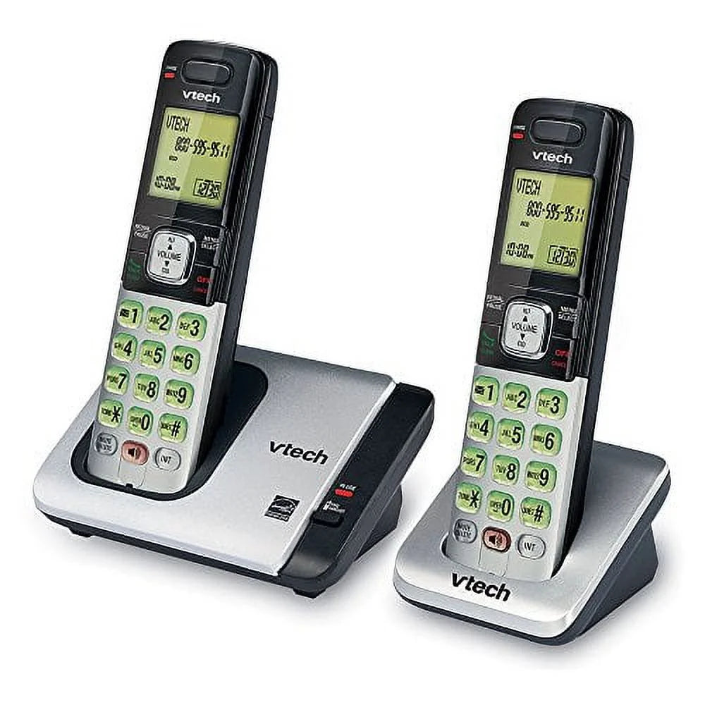 2-Handset Expandable Cordless Phone with Caller ID, Silver T7024