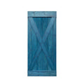 Solid Ocean Blue Stained Pine Wood Interior Sliding Barn Door Slab E409141