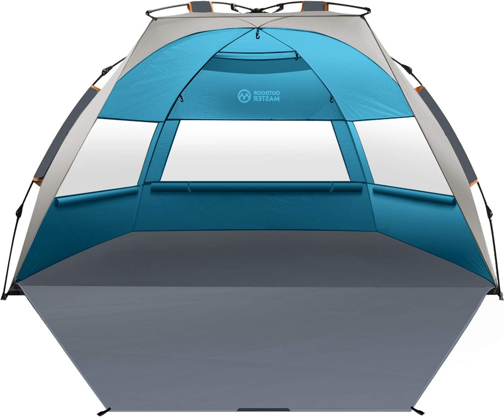Pop Up Beach Tent for 4 Person with UPF 50+ UV Protection Removable Skylight Family Size Blue D3137