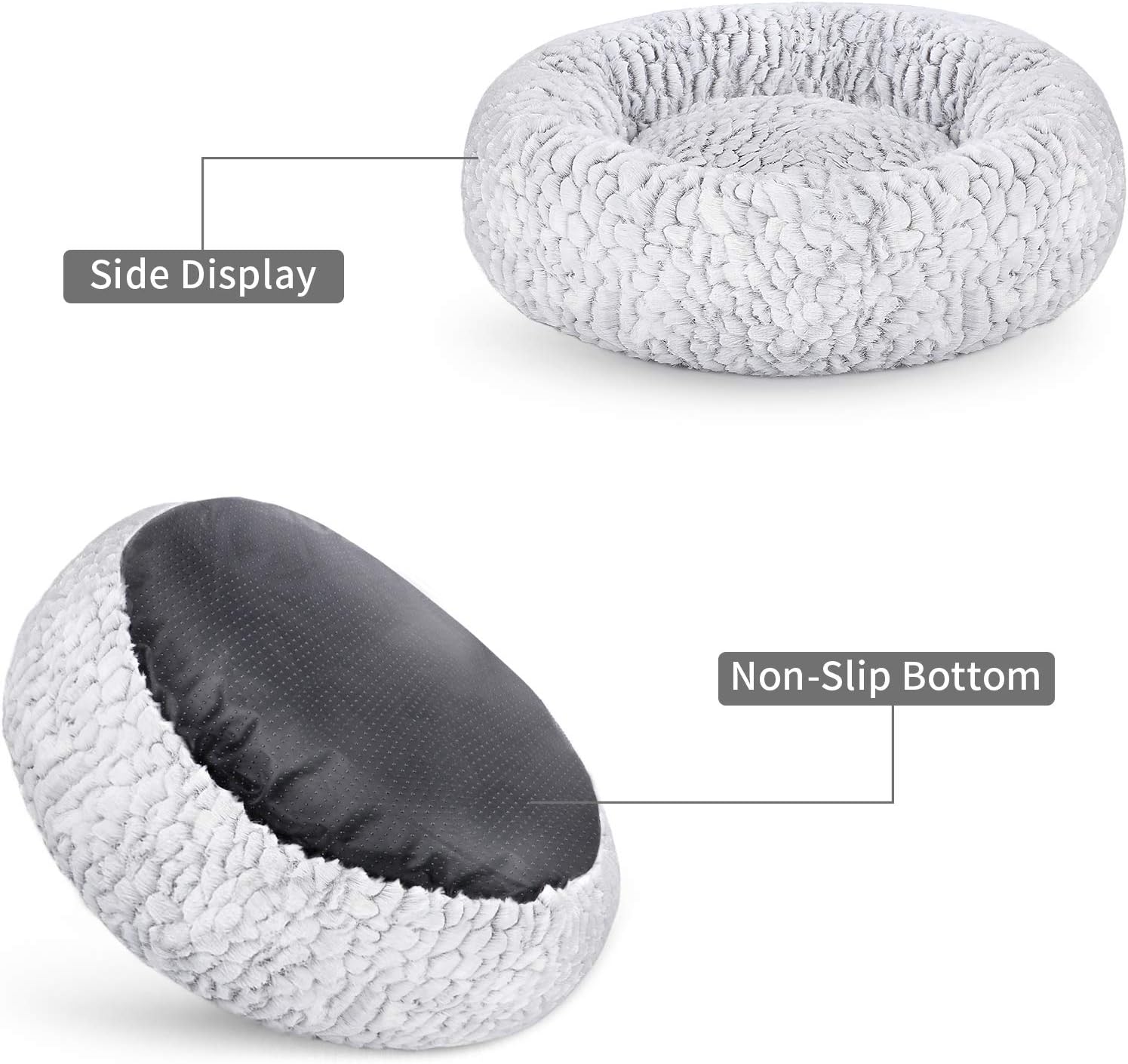 Calming Donut Dog Bed Round Fluffy Plush Washable Cuddler Pack of 2 B22075
