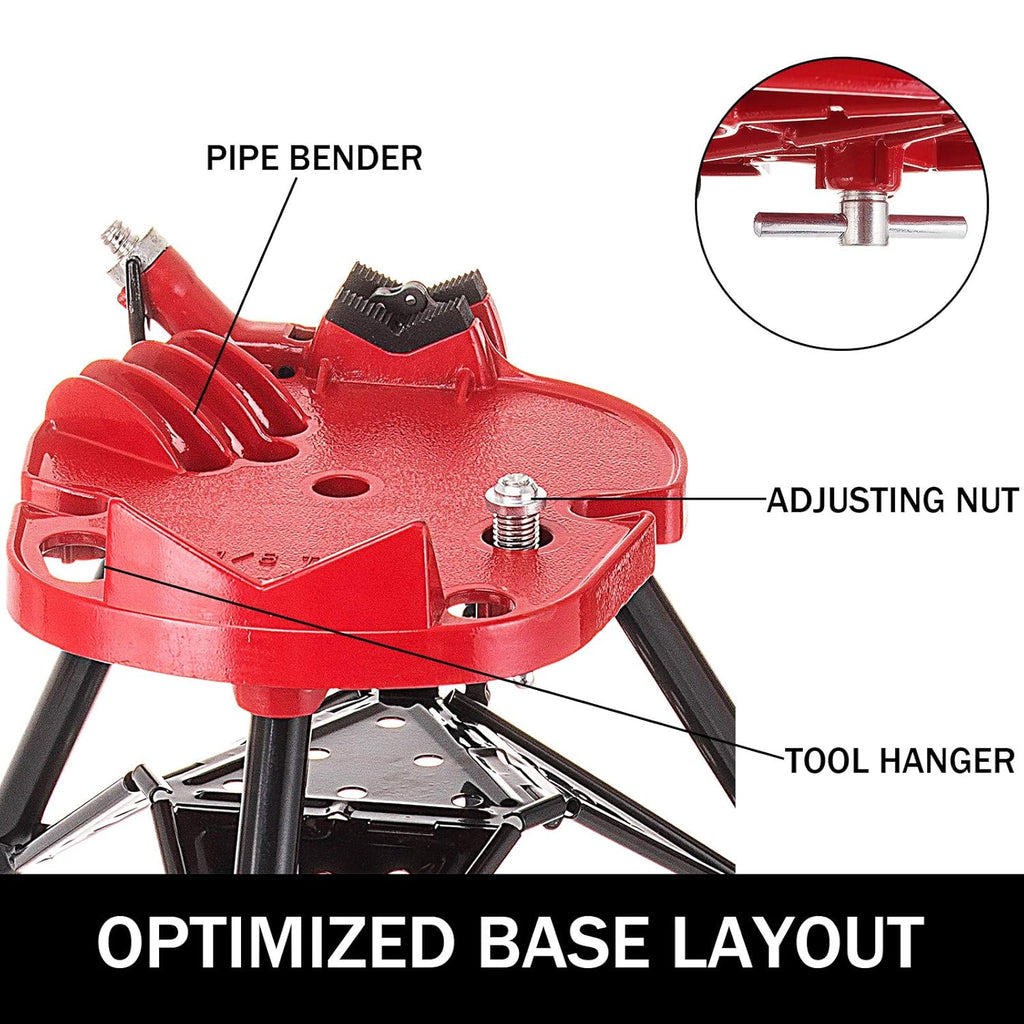 Tripod Pipe Chain Vise with Pipe Stand, Portable Foldable Steel Legs, Tool Tray F6980