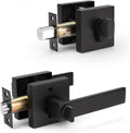 3 Pack Keyed Alike Heavy Duty Entrance Lever Door Handle with Single Keyed Square Deadbolt Set E50363