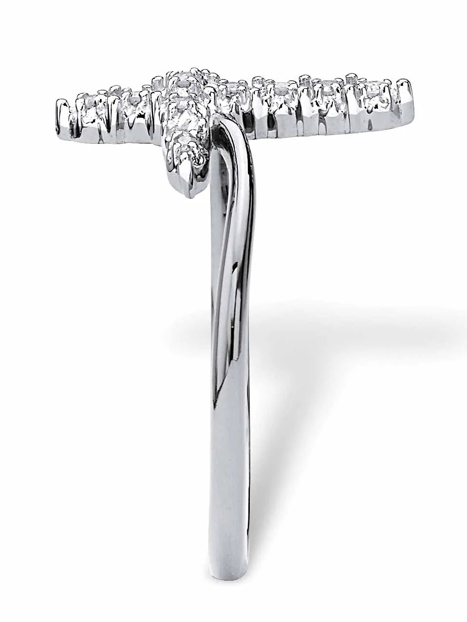 White Diamond Accent Cross Ring in 18k Gold-Plated or Platinum-Plated Sterling Silver S659272