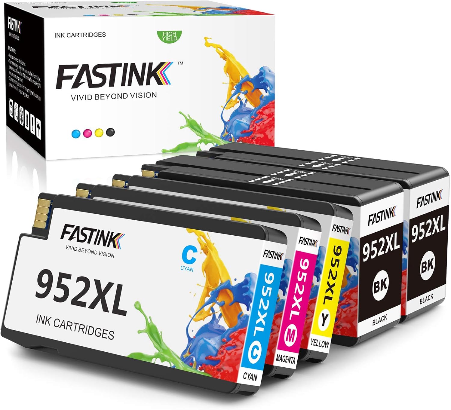 FASTINK Compatible HP 952XL Ink Cartridges Combo Pack, High Yield, 4-Pack J249264