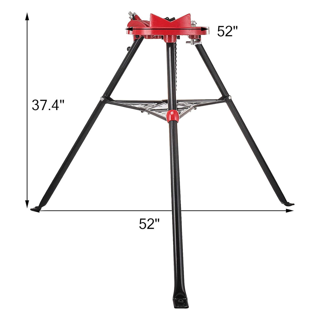 Tripod Pipe Chain Vise with Pipe Stand, Portable Foldable Steel Legs, Tool Tray F6980