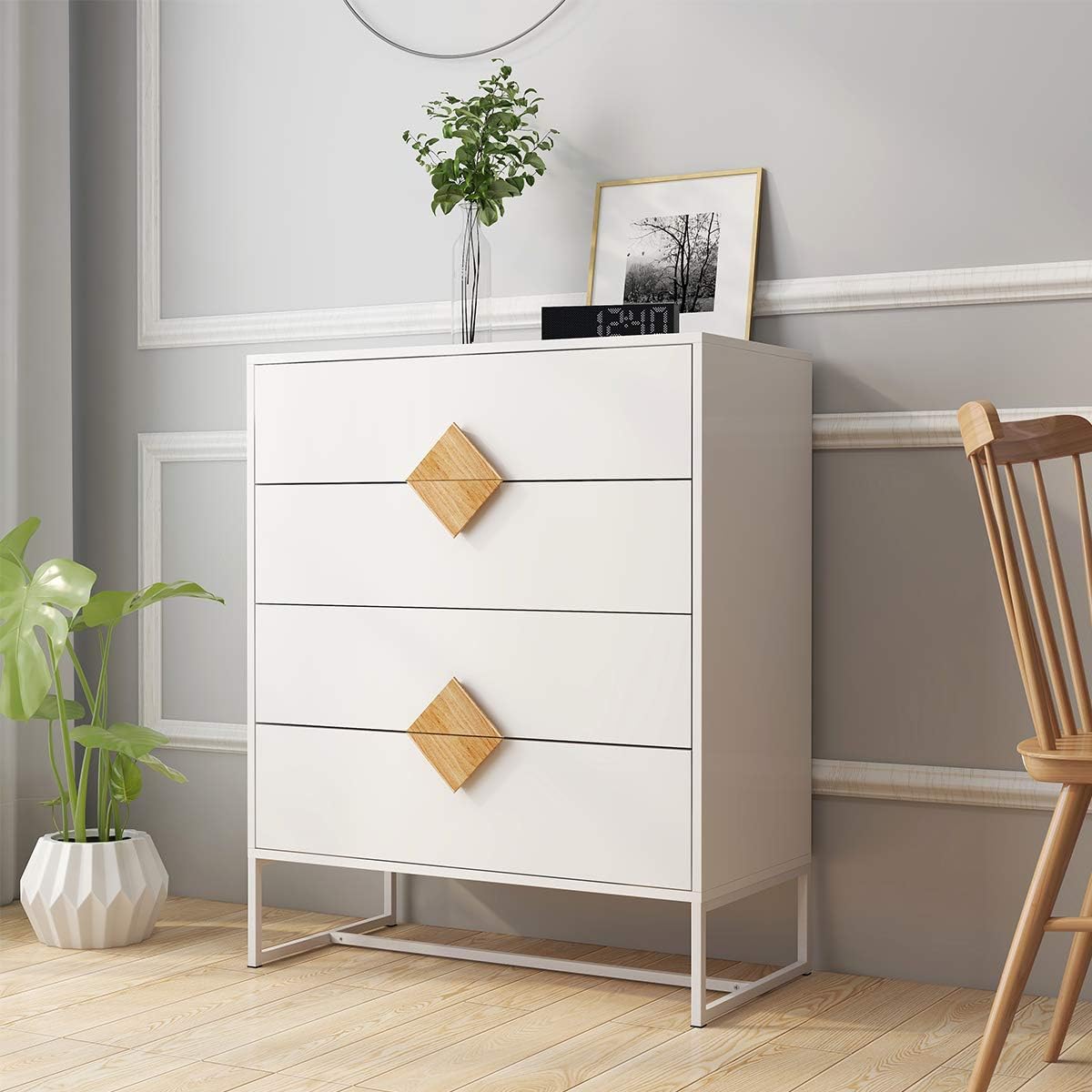 White 6 Drawers Tall Storage Dresser X30246