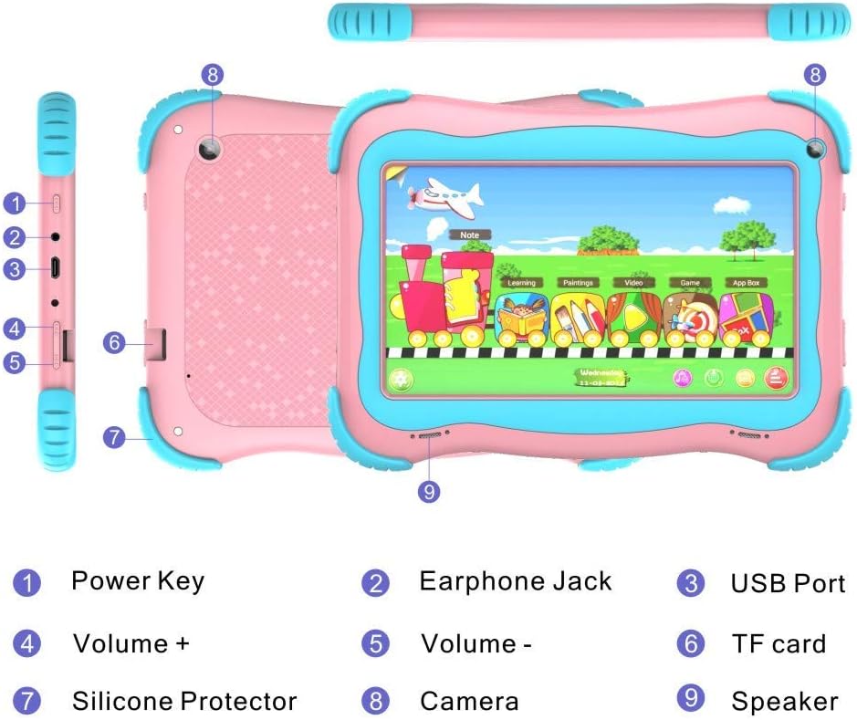 Pink 7 Kids Tablet with WiFi Dual Camera 1GB + 32GB Parental Control Pack of 2 S721