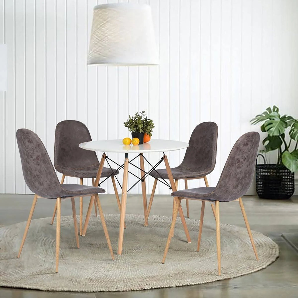 Mid-Century Modern PU Dining Chair (Set of 4) Dark Brown L4232