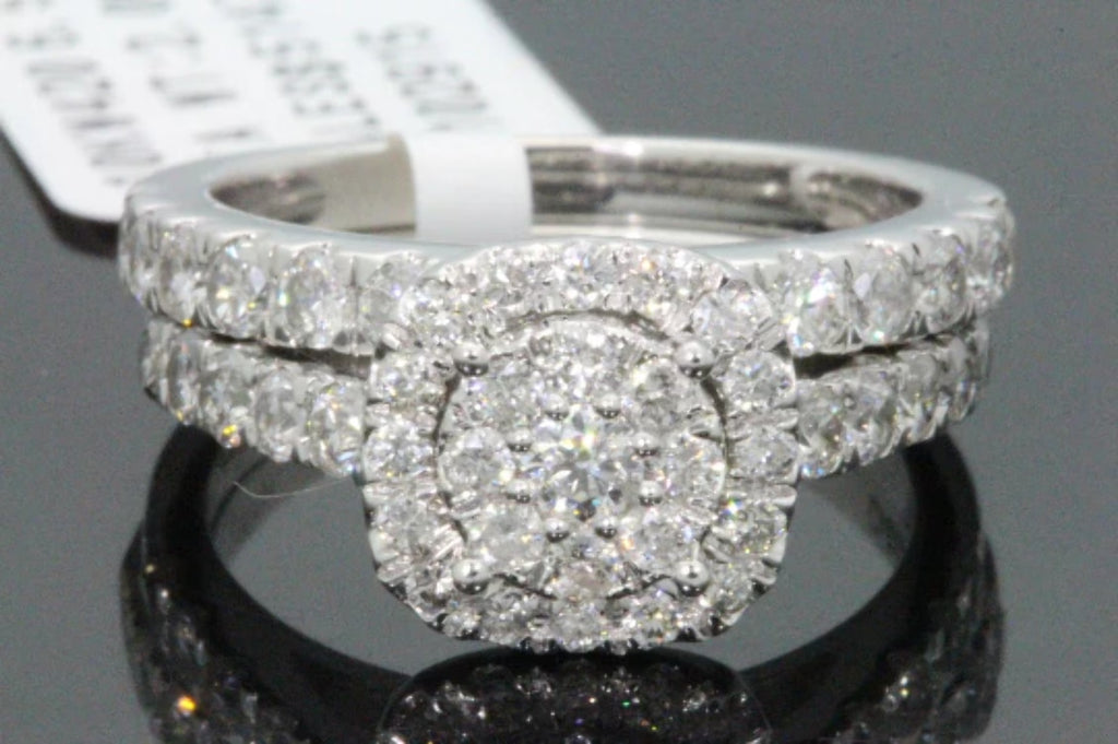 10K White Gold 2 Carat Real Diamond Bridal Set S21955