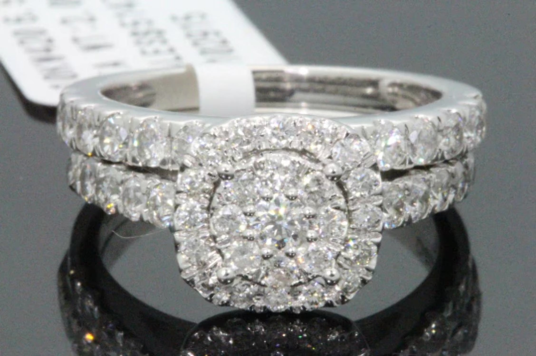 10K White Gold 2 Carat Real Diamond Bridal Set S21955
