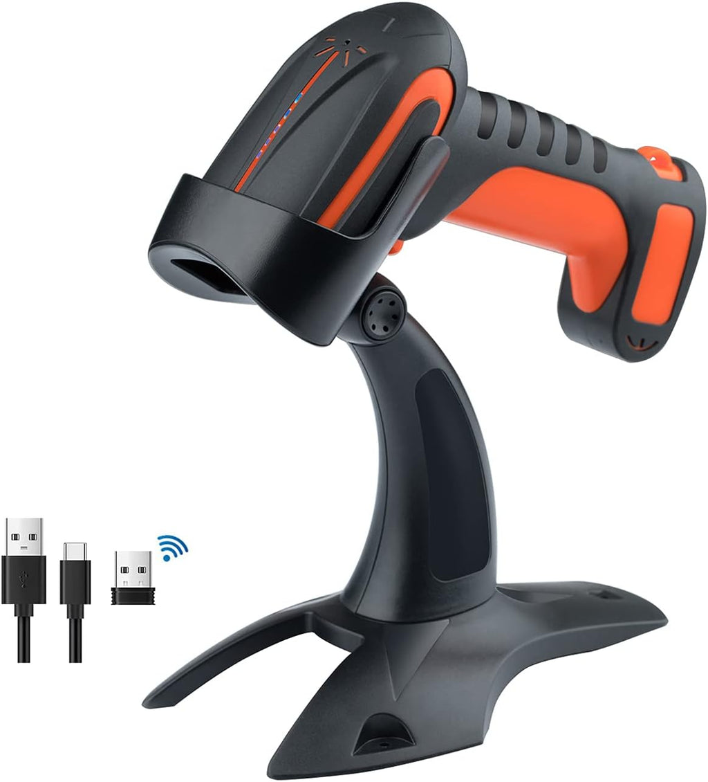 Industrial Wireless Barcode Scanner 2D QR 1D Bar Code Reader 2.4G Wireless 2500mAh Green Y65627