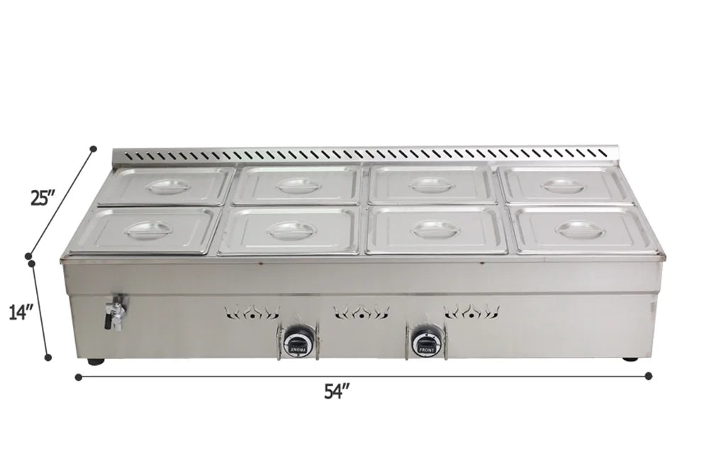 8-Pan LP Gas Food Warmer Propane Steam Table E57485