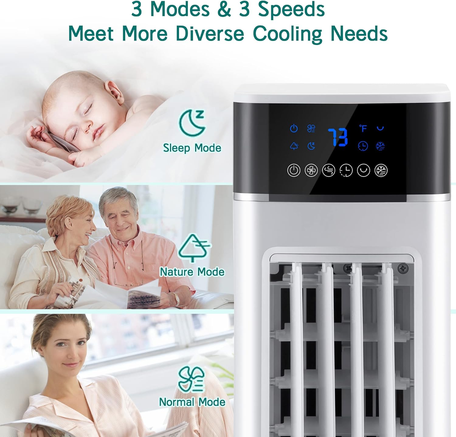 30" Evaporative Air Cooler with 70° Oscillation, 12H Timer, 3 Speeds 3 Modes, Remote Control Z504128