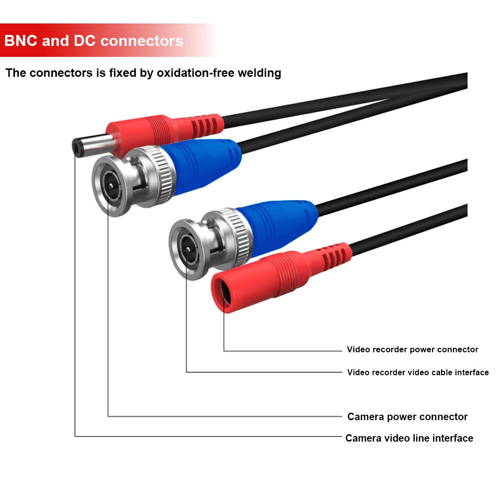 4 Pack 200 Feet BNC Video Power Cable Wire for CCTV Camera DVR Surveillance System K16374
