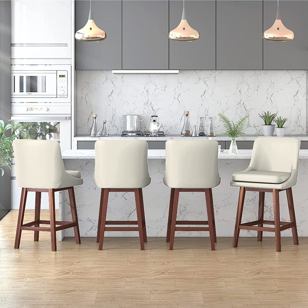 Set of 4 Faux Leather Counter Height Bar Stools with Backs X80294