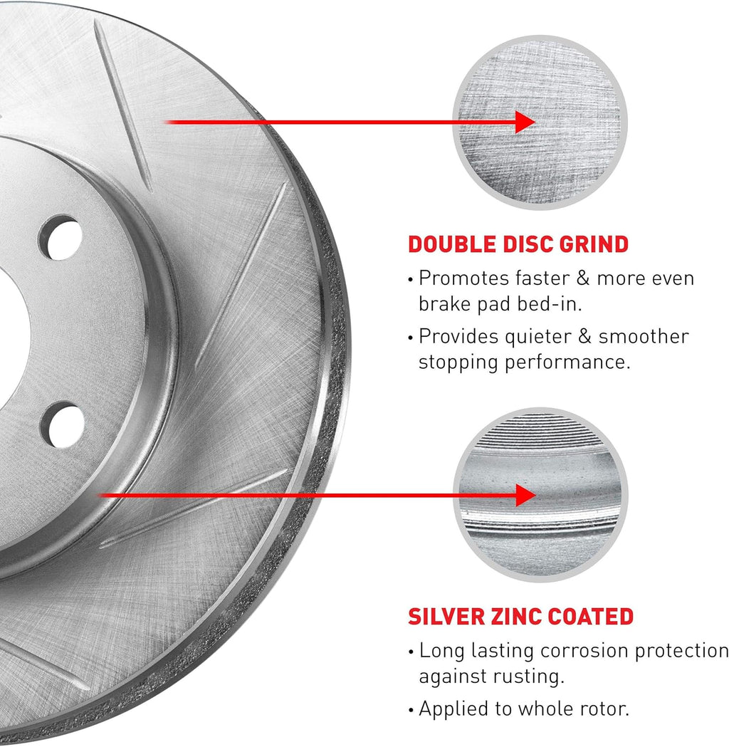 Slotted Brake Rotors Kit & Semi-Met Brake Pads E667845