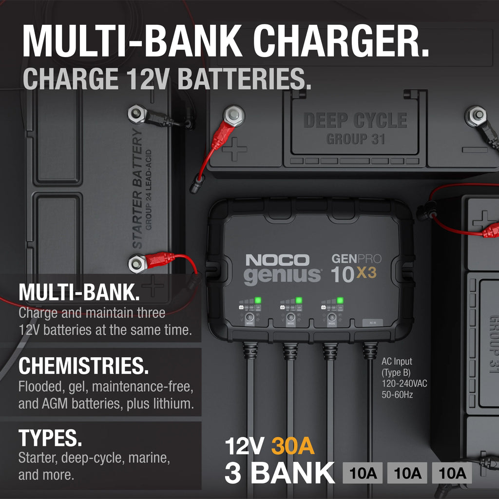 3-Bank 30A 12V Onboard Battery Charger O787