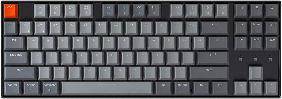 Tenkeyless 87-Key Wireless Bluetooth USB Mechanical Keyboard with White LED Backlight U5506