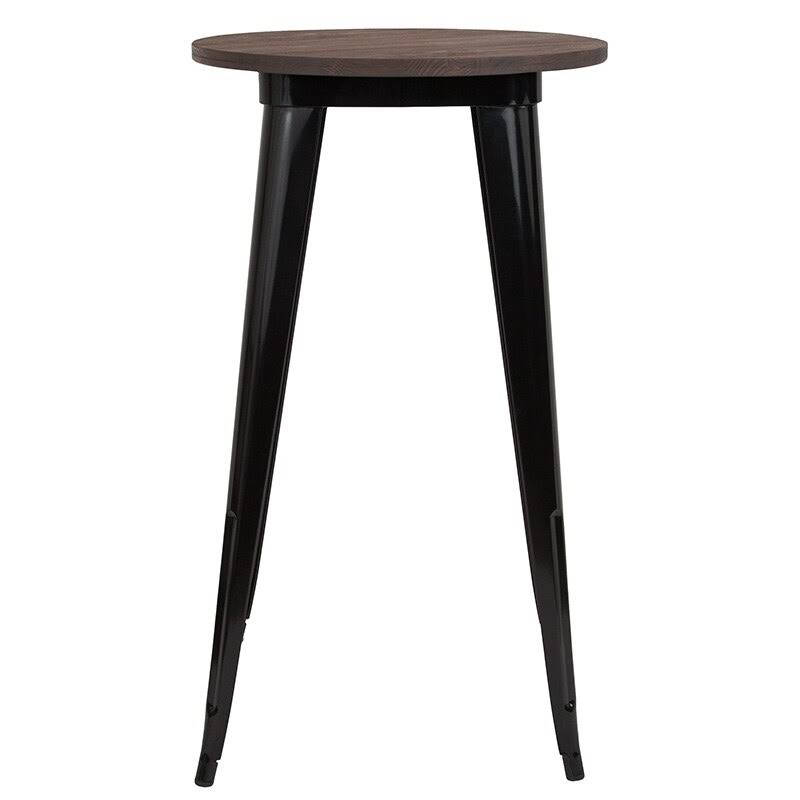 Black Metal Bar Height Table with Wood Top H52944