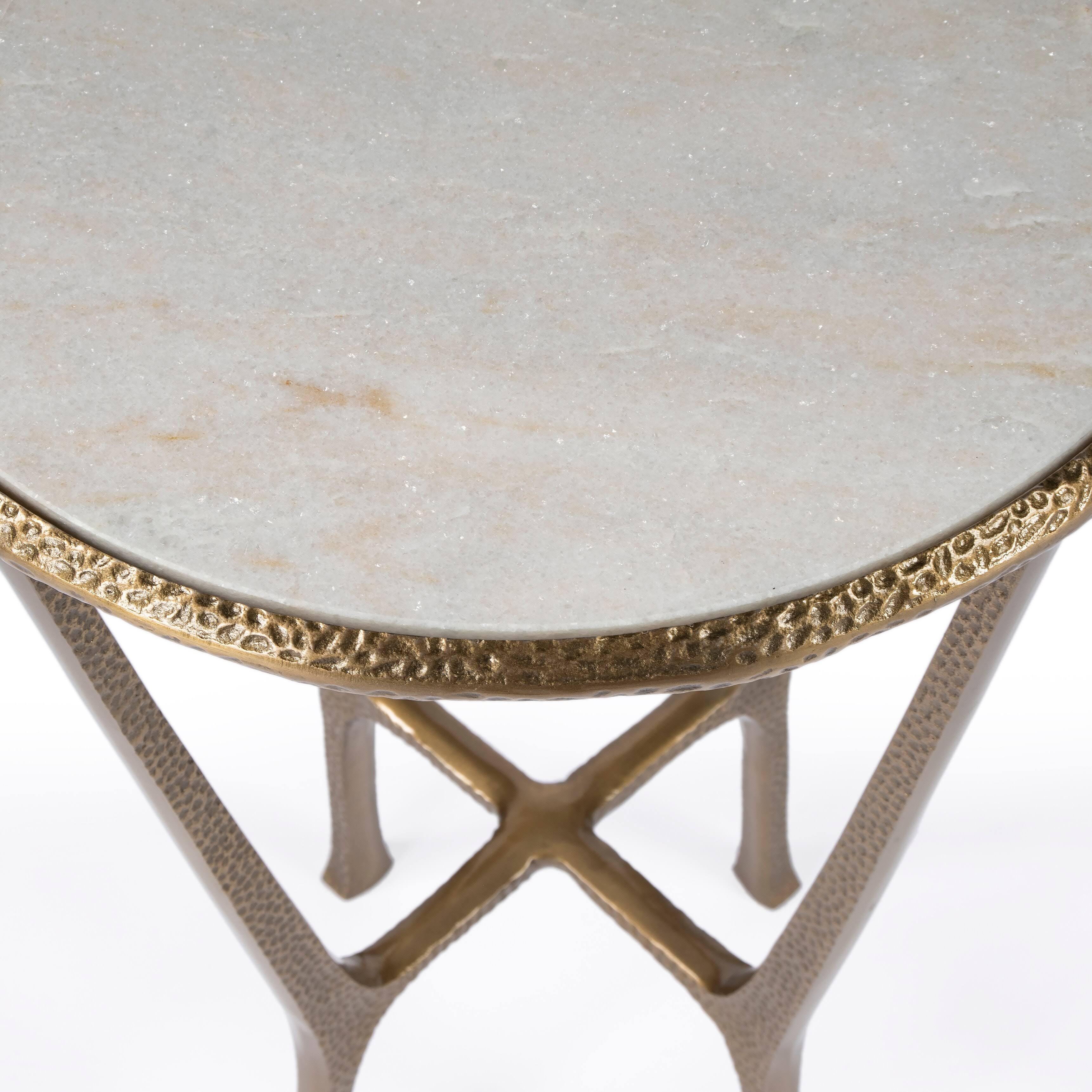 Metal & Stone End Table Z945