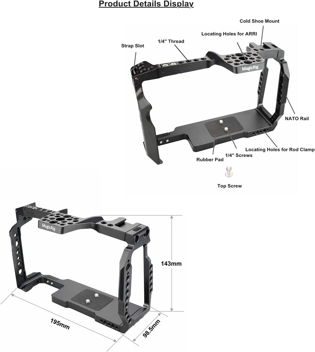 Camera Cage Compatible with BMPCC 6K Pro with Top Handle I778