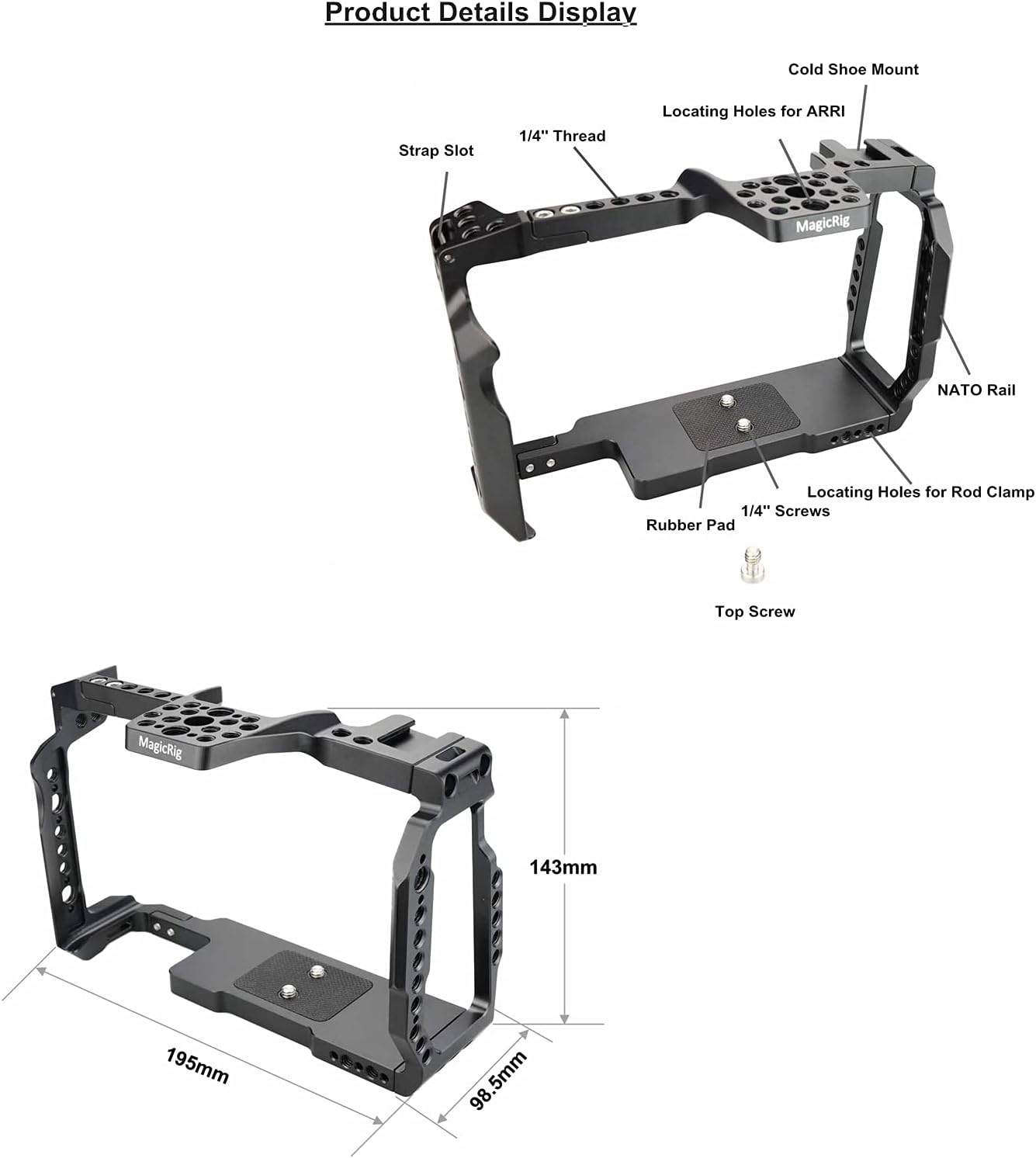 Camera Cage Compatible with BMPCC 6K Pro with Top Handle I778